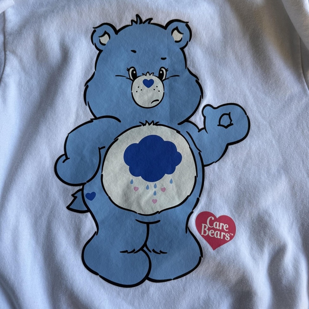 Care Bears Sweatshirt Kids Small 4-6 White Grumpy Bear Fleece Crew Neck - Picture 4 of 9